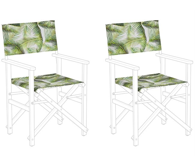Conforama Conjunto de 2 telas de poliéster verde claro/blanco para silla de jardín CINE