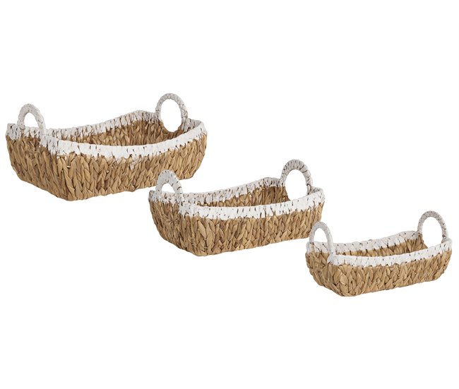 Conforama Conjunto de 3 cestas de jacinto de agua claro CAMPHA
