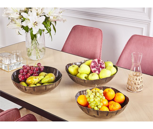 Conforama Conjunto De 3 Cuencos De Metal Latón PINANG