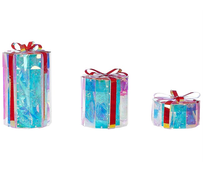 Conforama Conjunto De 3 Decoraciones LED Regalos De Navidad 30 Cm Multicolor GRIMSEY