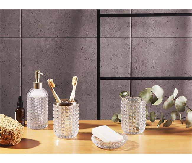 Conforama Conjunto De 4 Accesorios De Baño De Vidrio Transparente/plateado TAPIA