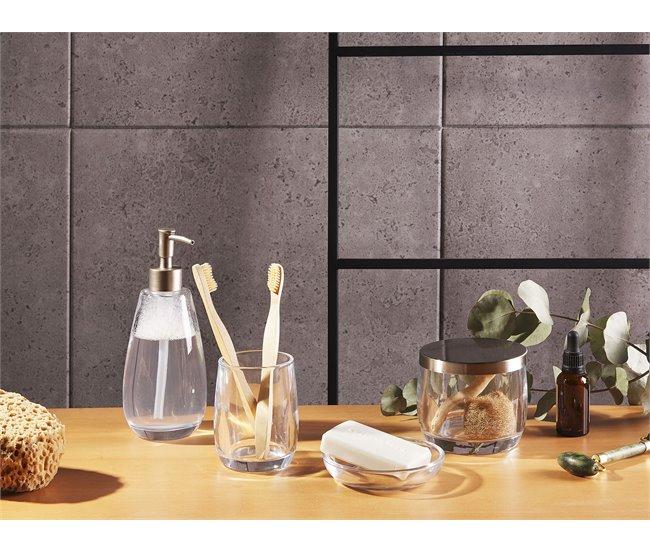 Conforama Conjunto De 4 Accesorios De Baño De Vidrio Transparente/plateado SONORA