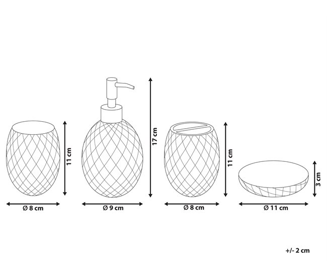 Conforama Conjunto De 4 Accesorios De Baño De Vidrio Verde/plateado CANOA