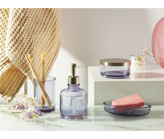 Conforama Conjunto De 4 Accesorios De Baño De Vidrio Violeta/plateado TELMA