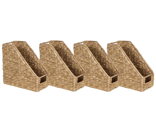 Conforama Conjunto de 4 cestas archivadoras de jacinto de agua claro BAOLOC