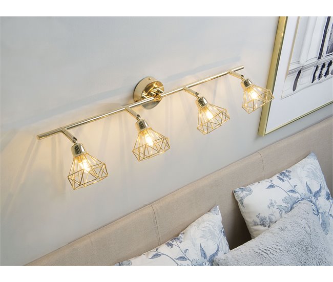 Conforama Conjunto De 4 Lámparas De Pared De Metal Dorado ERMA