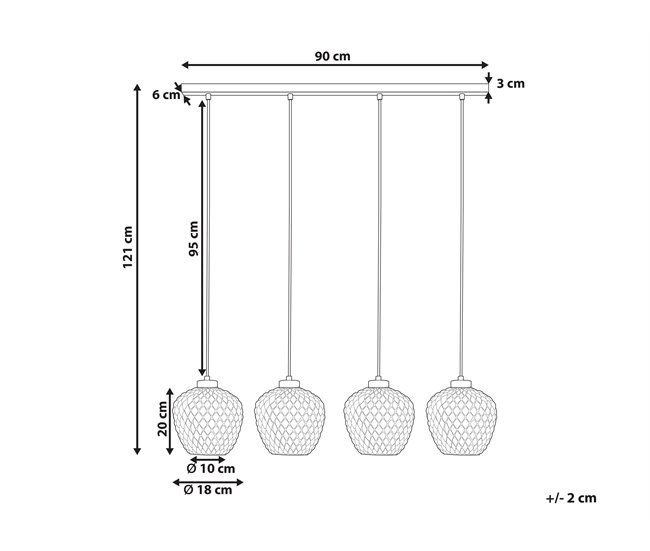 Conforama Conjunto De 4 Lámparas De Techo De Vidrio Gris SHERRY