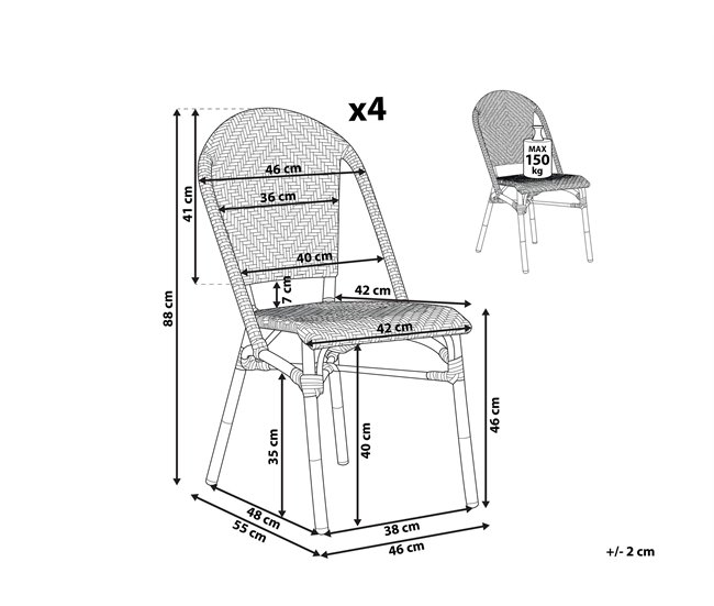 Conforama Conjunto De 4 Sillas De Jardín Azul/blanco RIFREDDO