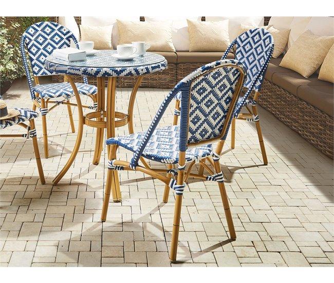Conforama Conjunto De 4 Sillas De Jardín Azul/blanco RIFREDDO