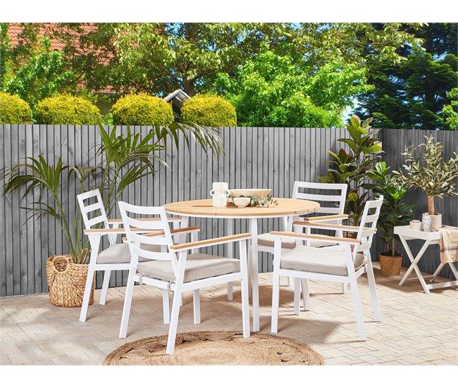 Conforama Conjunto De 4 Sillas De Jardín De Metal Blanco/beige CAVOLI