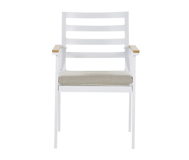 Conforama Conjunto De 4 Sillas De Jardín De Metal Blanco/beige CAVOLI