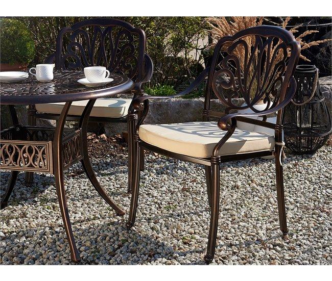 Conforama Conjunto De 4 Sillas De Metal Marrón Oscuro/beige ANCONA
