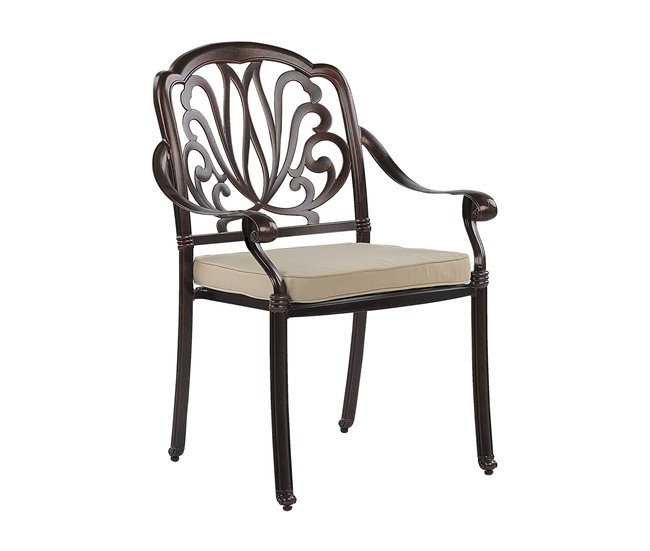 Conforama Conjunto De 4 Sillas De Metal Marrón Oscuro/beige ANCONA
