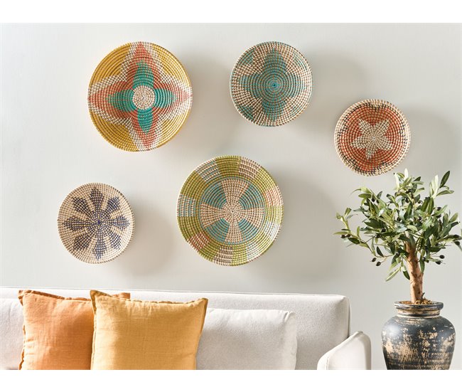 Conforama Conjunto De 5 Decoraciones De Pared De Hierba Marina Multicolor SONLA