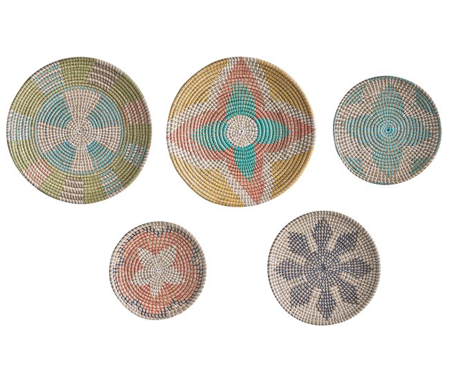 Conforama Conjunto de 5 decoraciones de pared de hierba marina multicolor SONLA