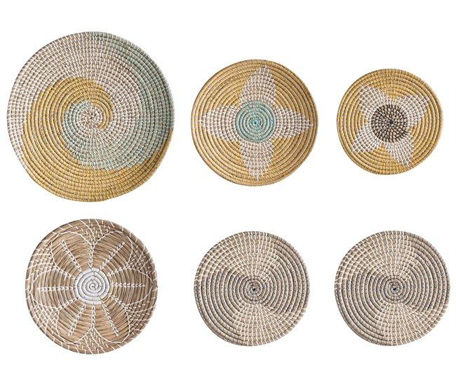 Conforama Conjunto de 6 decoraciones de pared de hierba marina multicolor BACNINH