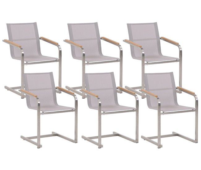 Conforama Conjunto de 6 sillas de jardín beige COSOLETO