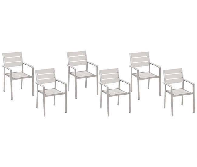 Conforama Conjunto De 6 Sillas De Jardín De Metal Blanco/plateado VERNIO