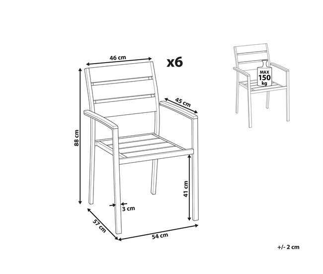 Conforama Conjunto De 6 Sillas De Jardín De Metal Blanco/plateado VERNIO