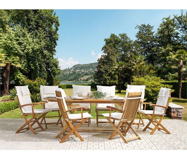 Conforama Conjunto De 8 Cojines Para Silla De Jardín Blanco Crema MAUI