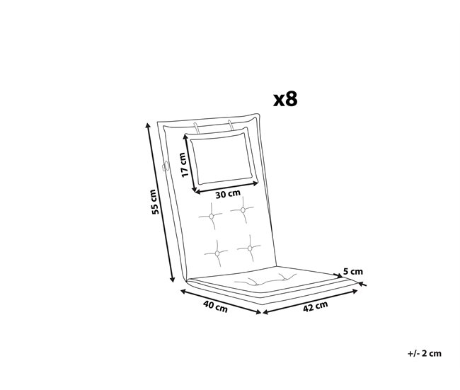 Conforama Conjunto De 8 Cojines Para Silla De Jardín Blanco Crema MAUI
