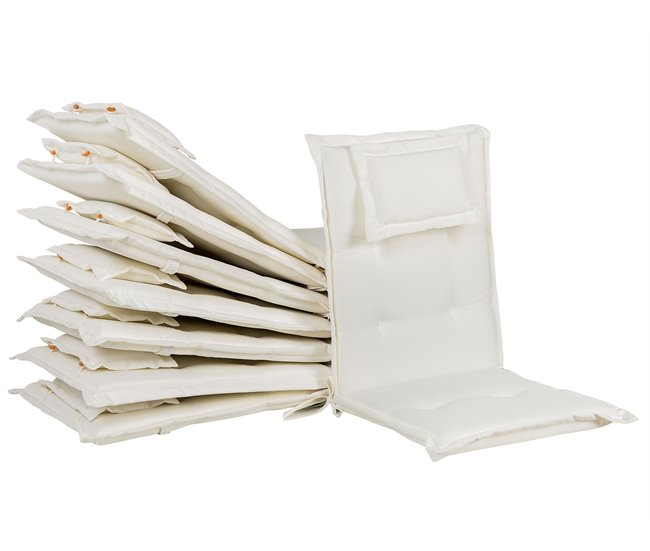 Conforama Conjunto De 8 Cojines Para Silla De Jardín Blanco Crema MAUI