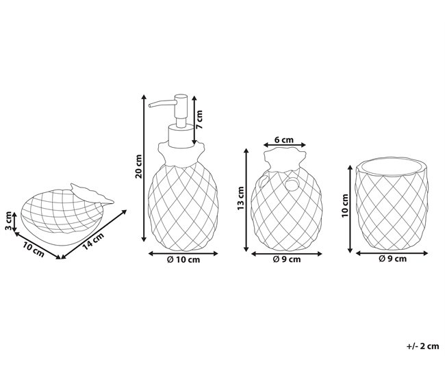 Conforama Conjunto De Accesorios De Baño De Cerámica Amarillo/verde MAICAO