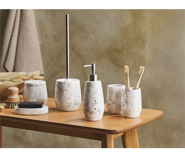 Conforama Conjunto De Accesorios De Baño De Cerámica Blanco Crema/negro CALLELA