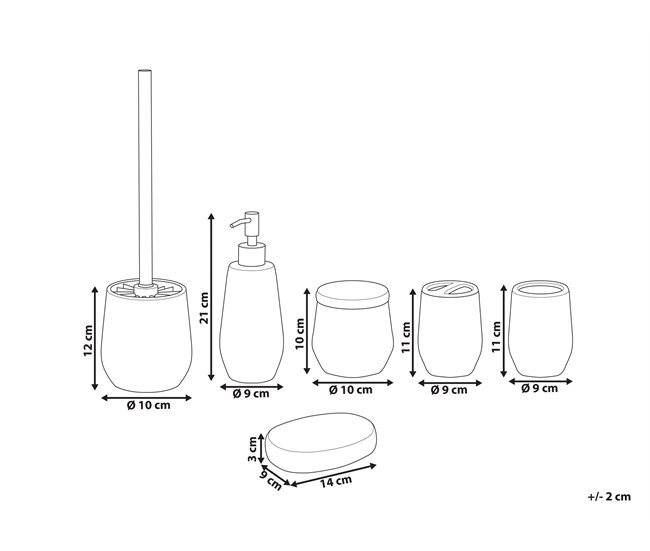 Conforama Conjunto De Accesorios De Baño De Cerámica Blanco Crema/negro CALLELA