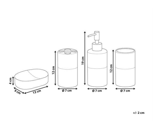 Conforama Conjunto De Accesorios De Baño De Cerámica Negro/beige Claro CORO