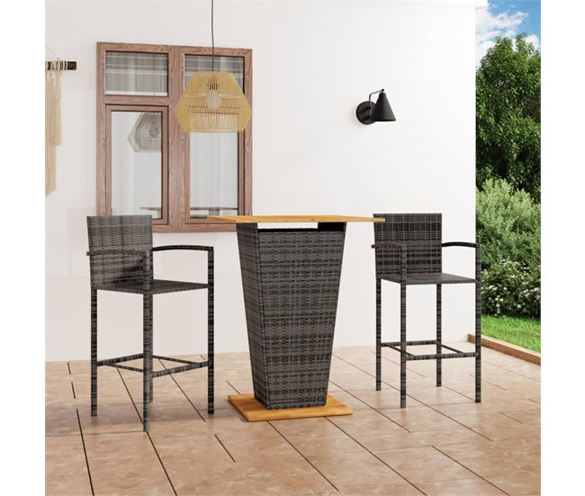 Conforama Conjunto De Bar Para Jardín 3 Piezas Gris