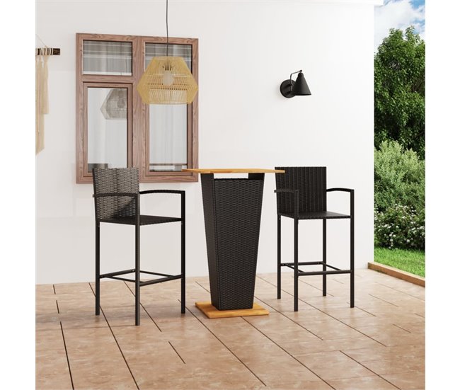 Conforama Conjunto De Bar Para Jardín 3 Piezas Negro