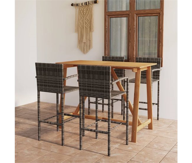 Conforama Conjunto De Bar Para Jardín 5 Piezas Gris