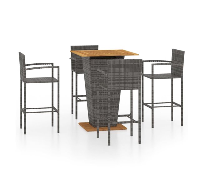 Conforama Conjunto de bar para jardín 5 piezas gris