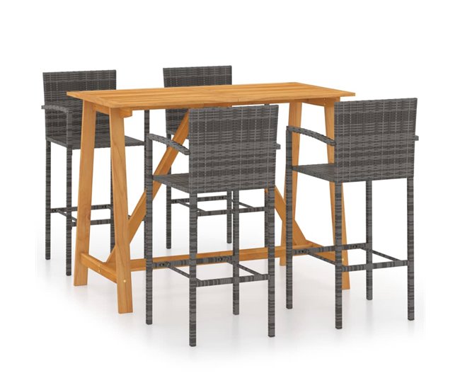Conforama Conjunto de bar para jardín 5 piezas gris
