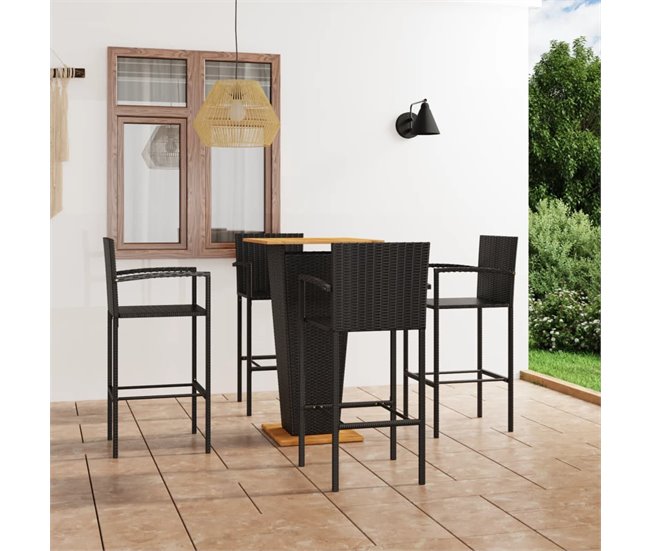 Conforama Conjunto De Bar Para Jardín 5 Piezas Negro