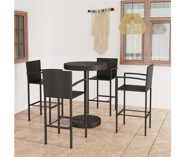 Conforama Conjunto De Bar Para Jardín 5 Piezas Ratán Sintético Negro
