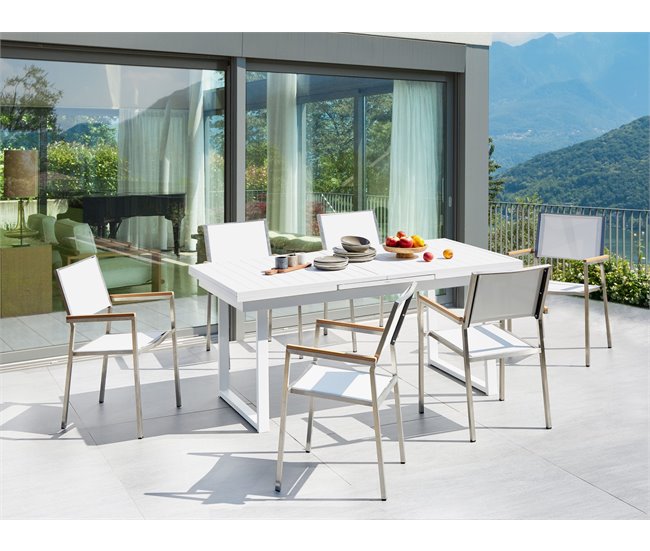 Conforama Conjunto De Comedor Aluminio Acero Blanco VALCANETTO/GROSSETO