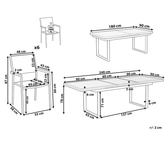 Conforama Conjunto De Comedor Aluminio Acero Blanco VALCANETTO/GROSSETO