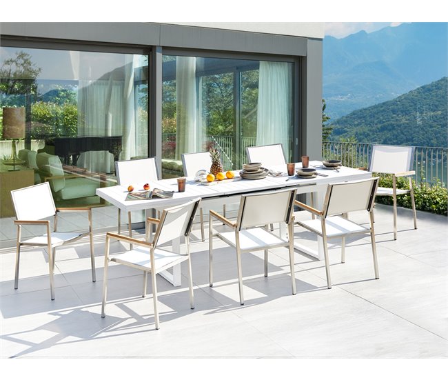 Conforama Conjunto De Comedor Aluminio Acero Blanco VALCANETTO/GROSSETO