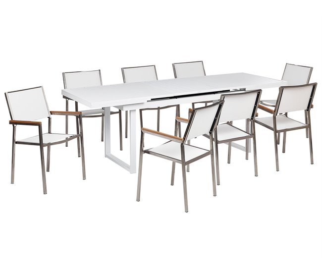 Conforama Conjunto de comedor Aluminio Acero Blanco VALCANETTO/GROSSETO