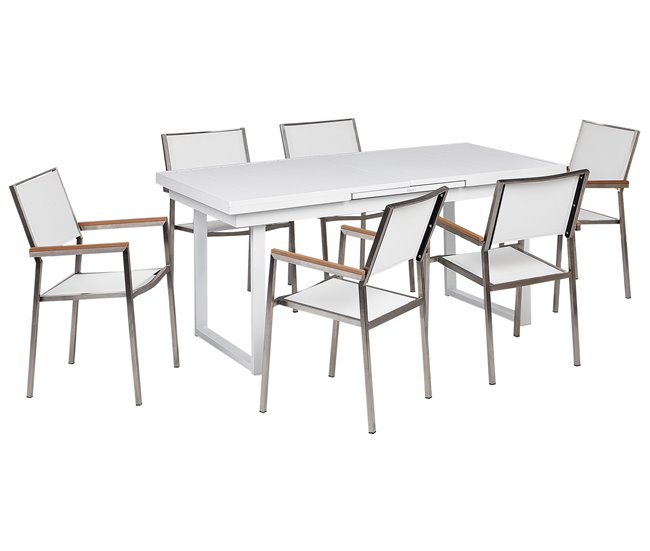 Conforama Conjunto de comedor Aluminio Acero Blanco VALCANETTO/GROSSETO