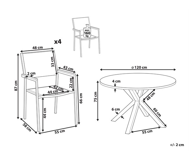 Conforama Conjunto De Comedor Aluminio Vidrio Acero Gris MALETTO/GROSSETO