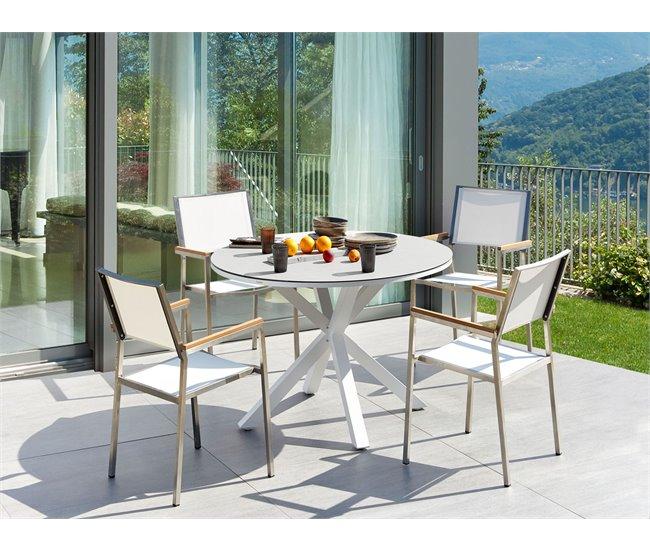 Conforama Conjunto De Comedor Aluminio Vidrio Acero Gris Pardo MALETTO/GROSSETO