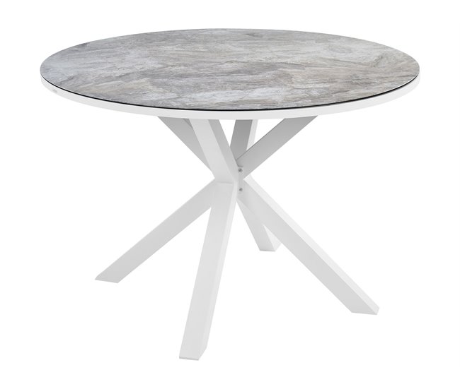 Conforama Conjunto De Comedor Aluminio Vidrio Acero Mármol Blanco MALETTO/GROSSETO
