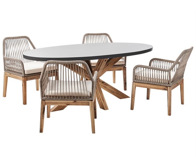 Conforama Conjunto de comedor Cemento Beige ORISTANO