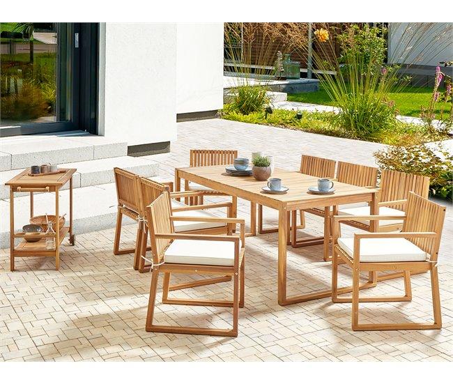 Conforama Conjunto De Comedor Madera Maciza Blanco Crema SASSARI II