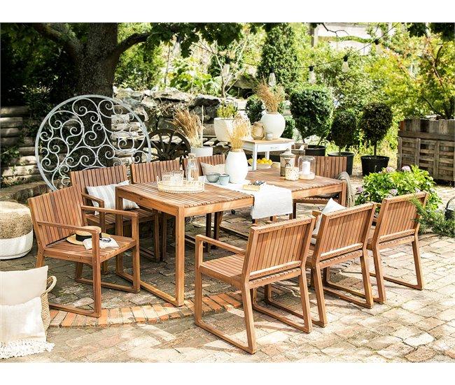 Conforama Conjunto De Comedor Madera Maciza Madera Clara SASSARI