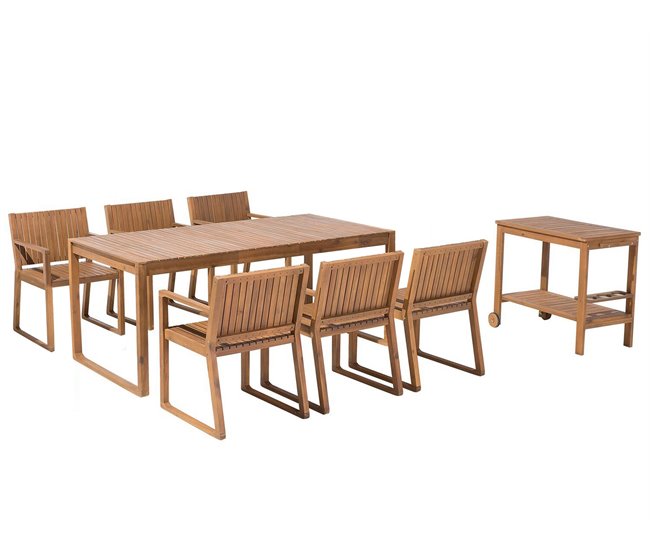 Conforama Conjunto de comedor Madera maciza Madera clara SASSARI