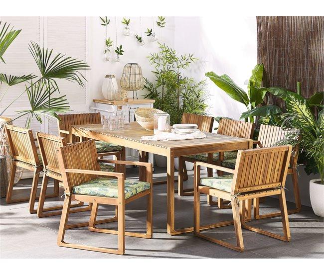 Conforama Conjunto De Comedor Madera Maciza Verde SASSARI